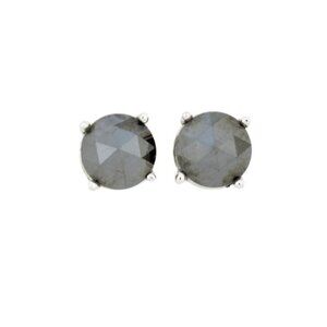 14Kt Gold 1Ct Rose Cut Natural Black Diamond Stud Earrings